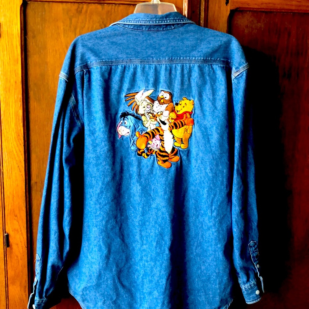 Disney store large denim shirt characters on back Large